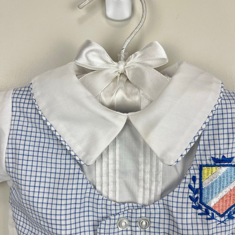Vintage Alexis White Blue Bubble Romper Newborn - Picture 2 of 7